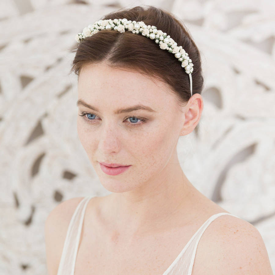 Wedding Head Bands
 wedding headband rose and pearl by britten weddings