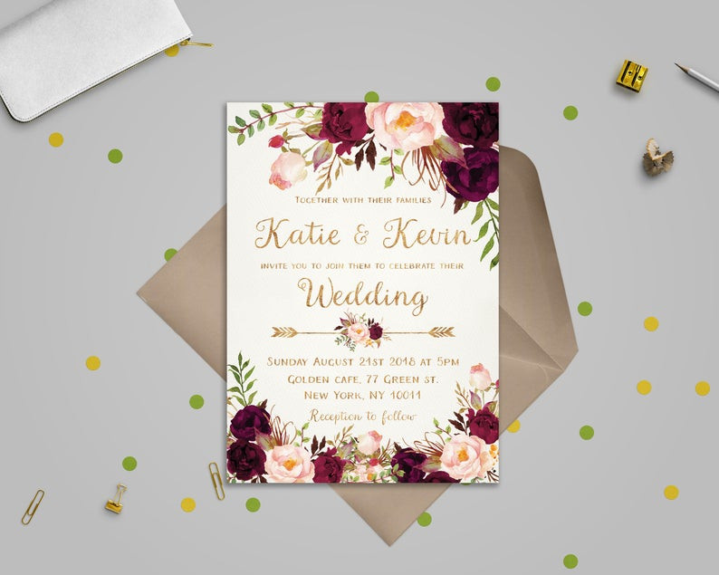 Wedding Invitation Templates Free
 Floral wedding invitation template Wedding invitation