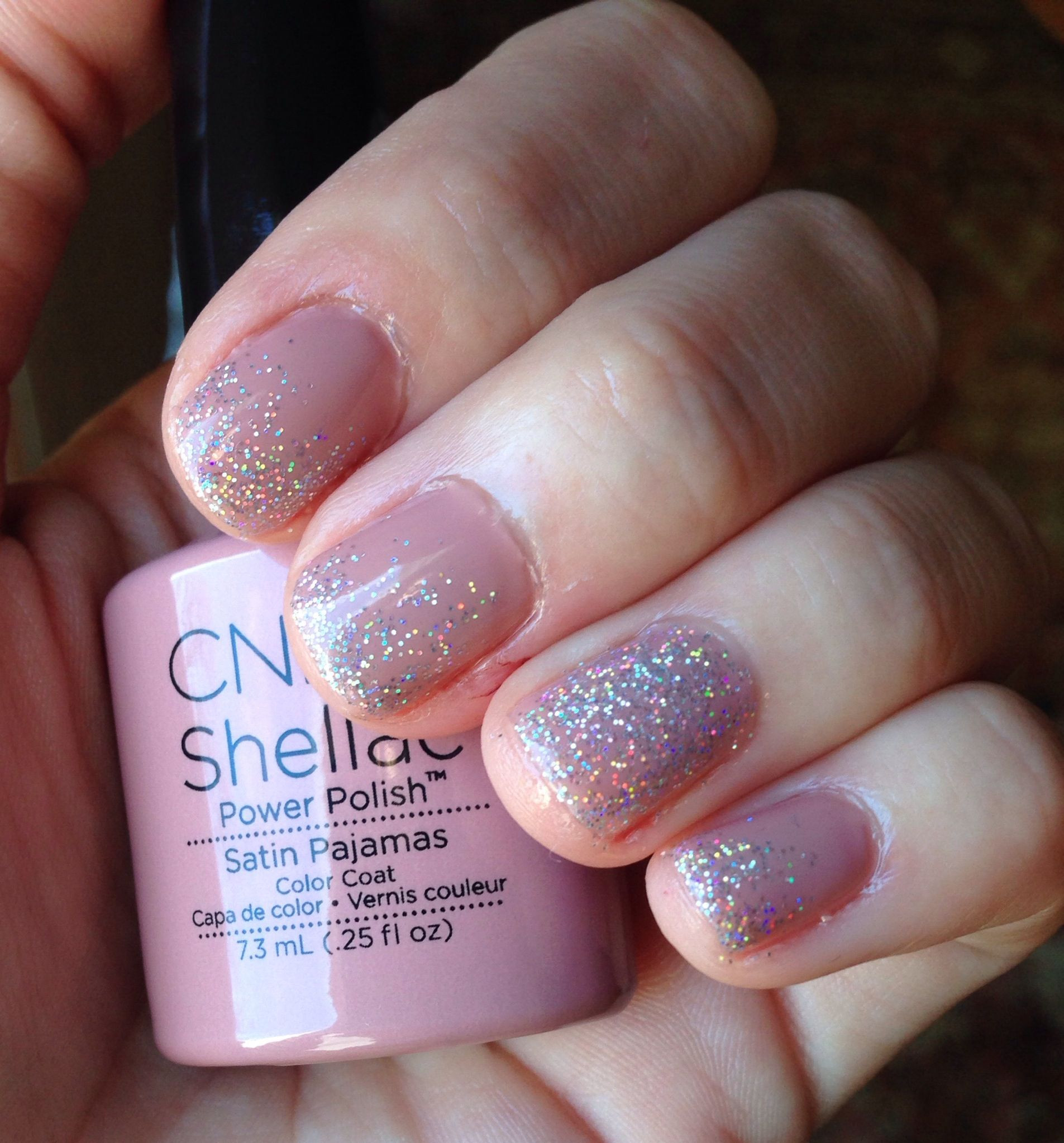 Wedding Nails Shellac
 CND Shellac "Satin pajamas" with ombré sparkle