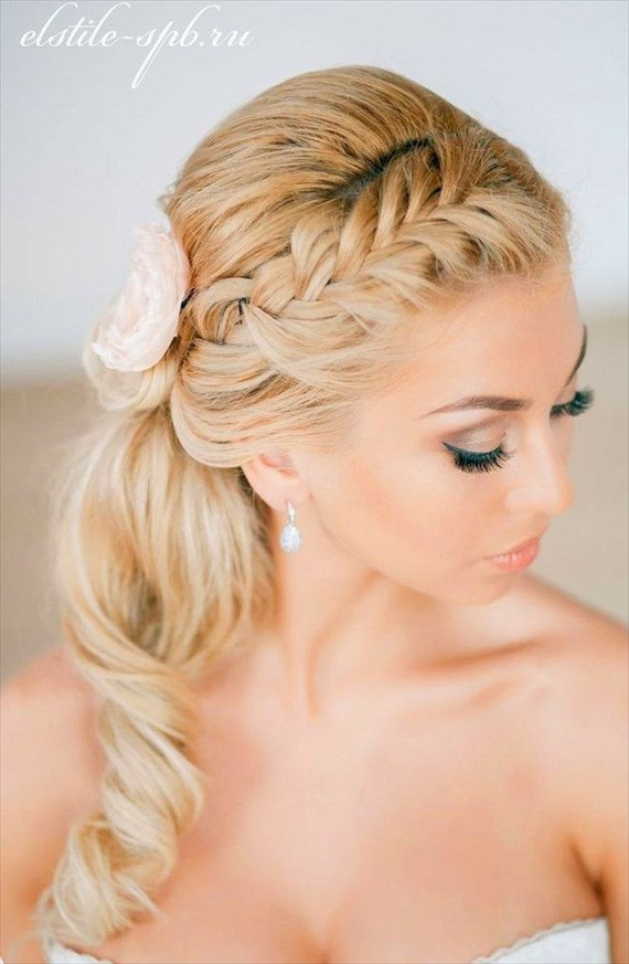 Wedding Ponytail Hairstyle
 Briaded Ponytail Updo Hairstyle for Bride