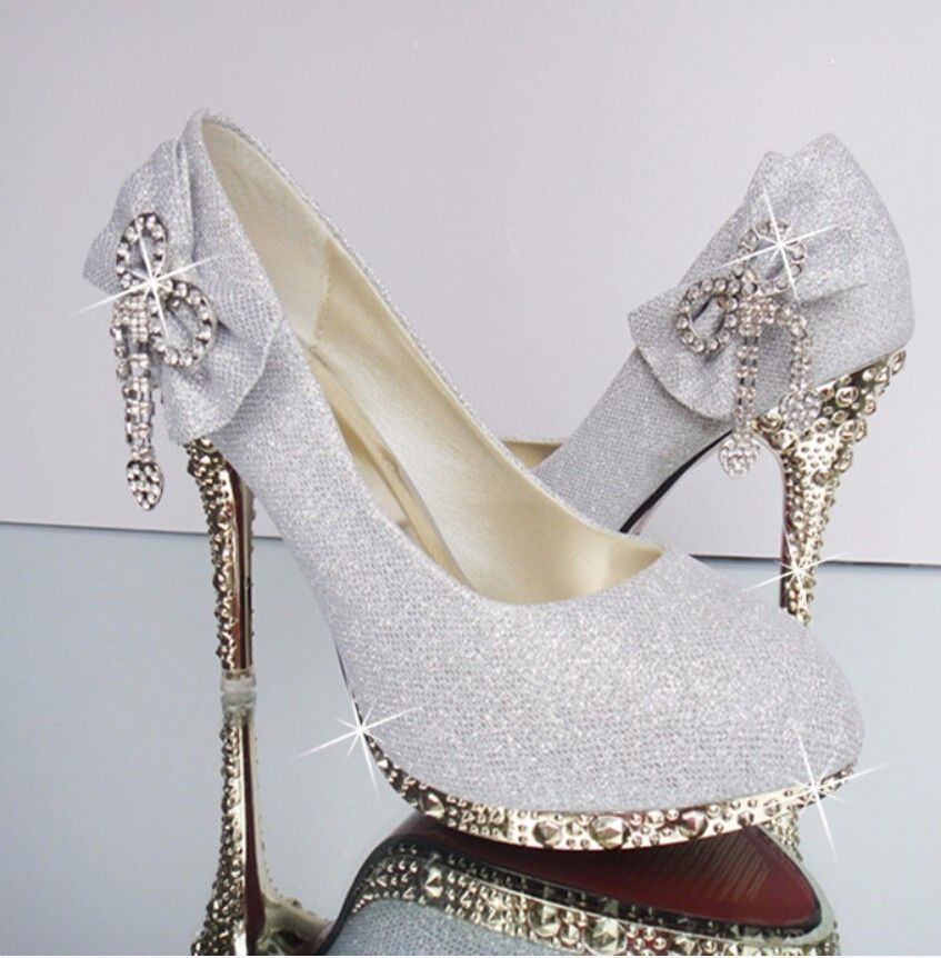 Wedding Rhinestone Shoes
 women bow rhinestone high heel round toe bling wedding