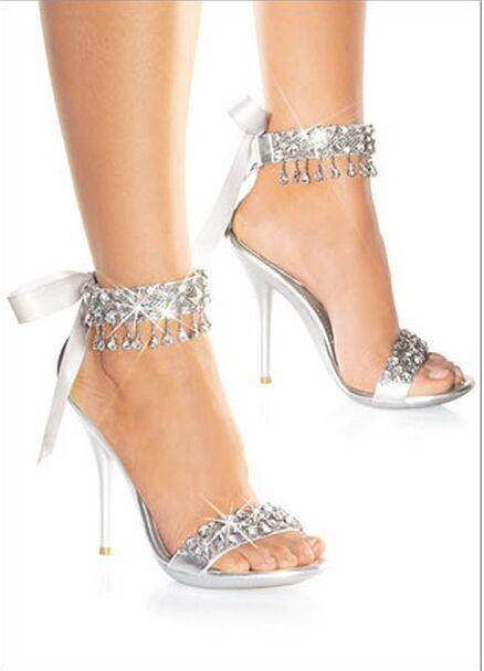 Wedding Rhinestone Shoes
 New Fashion Wedding Shoes Silver Rhinestone High Heels