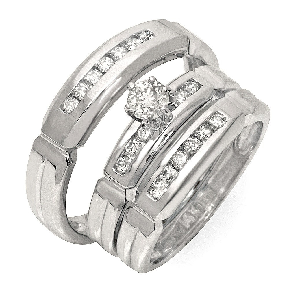 Wedding Ring For Him
 Luxurious Trio Marriage Rings Half Carat Round Cut Diamond