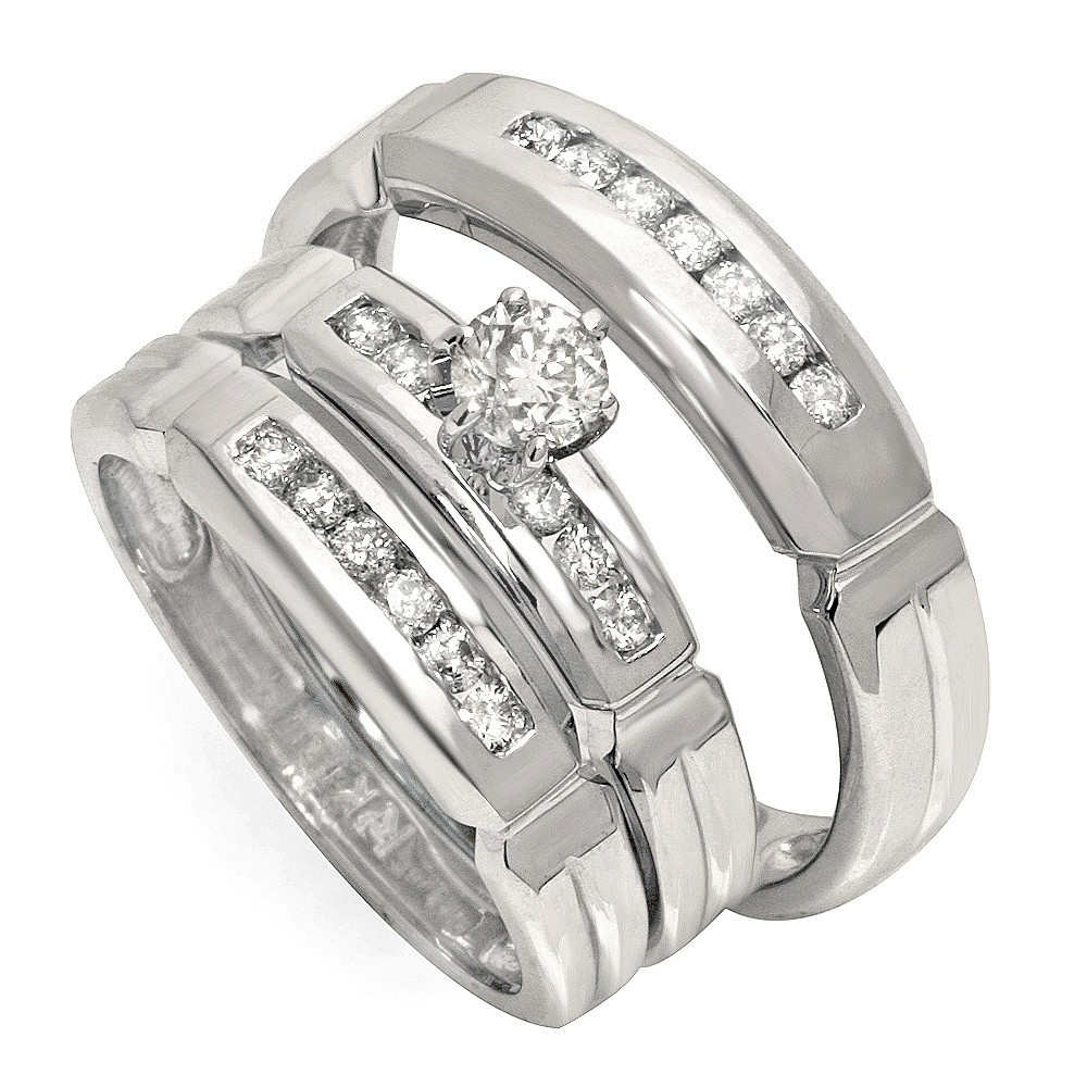 Wedding Ring For Him
 Luxurious Trio Marriage Rings Half Carat Round Cut Diamond