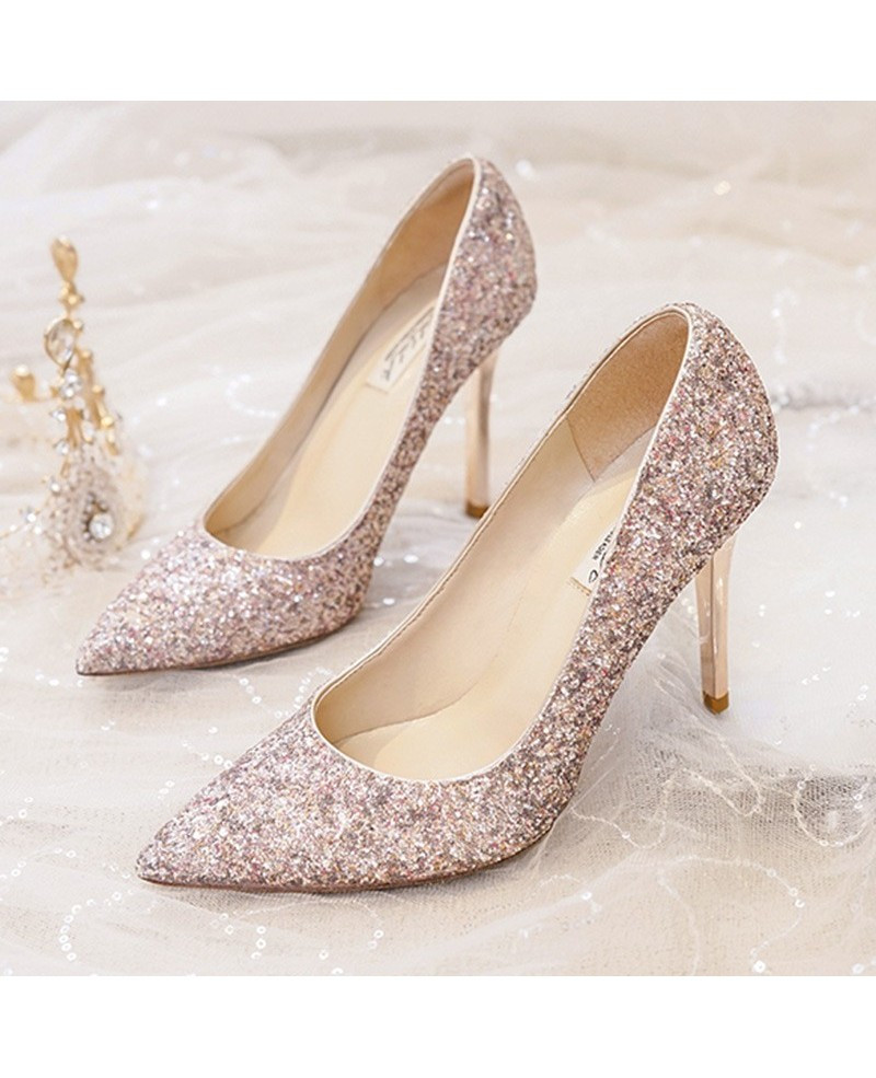 Wedding Shoes Bride
 Simple Sparkly Silver Wedding Shoes High Heels For Brides