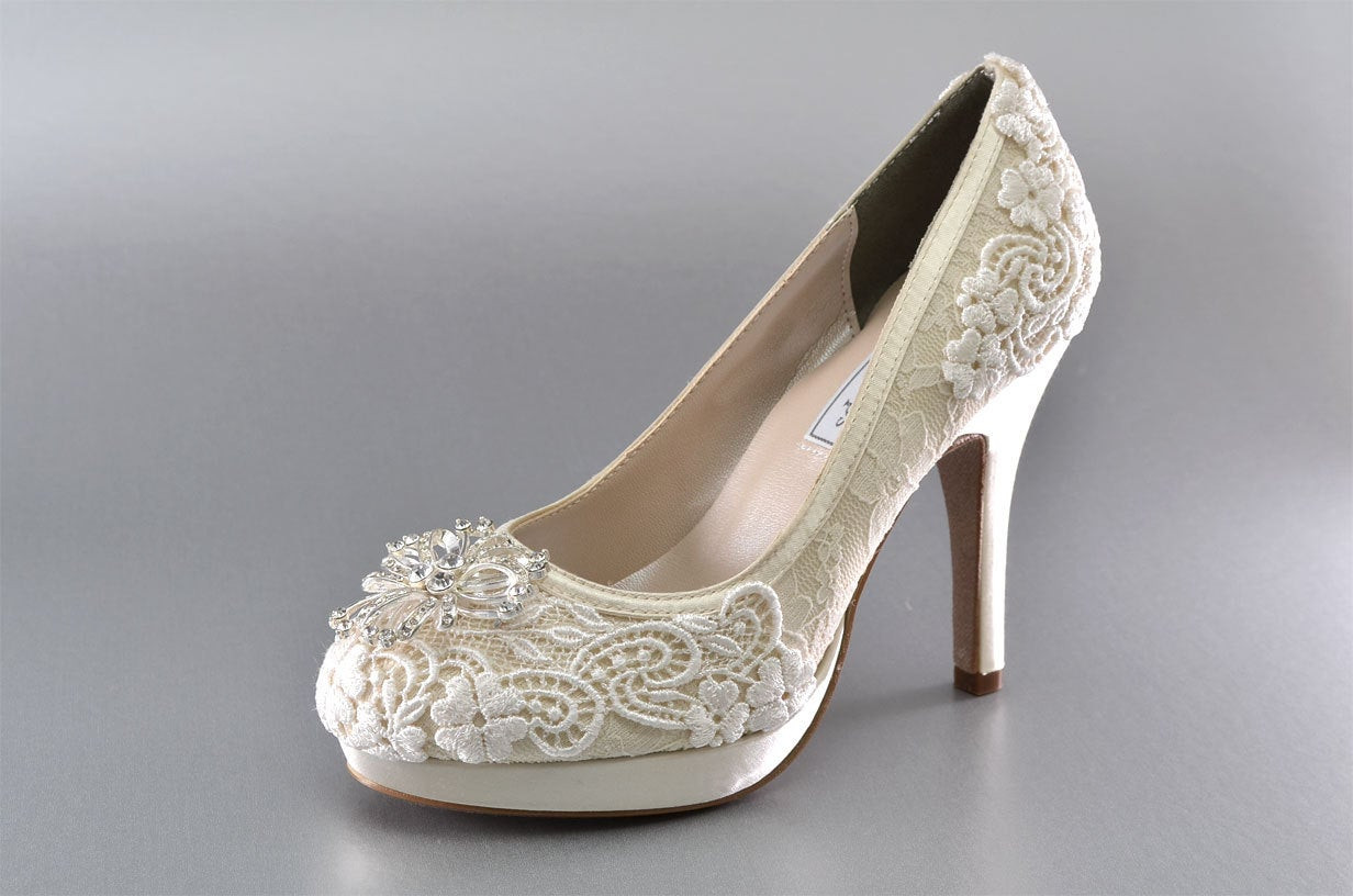 Wedding Shoes Bride
 Wedding Shoes Lace Covered Bridal Shoes Womens Wedding Shoes