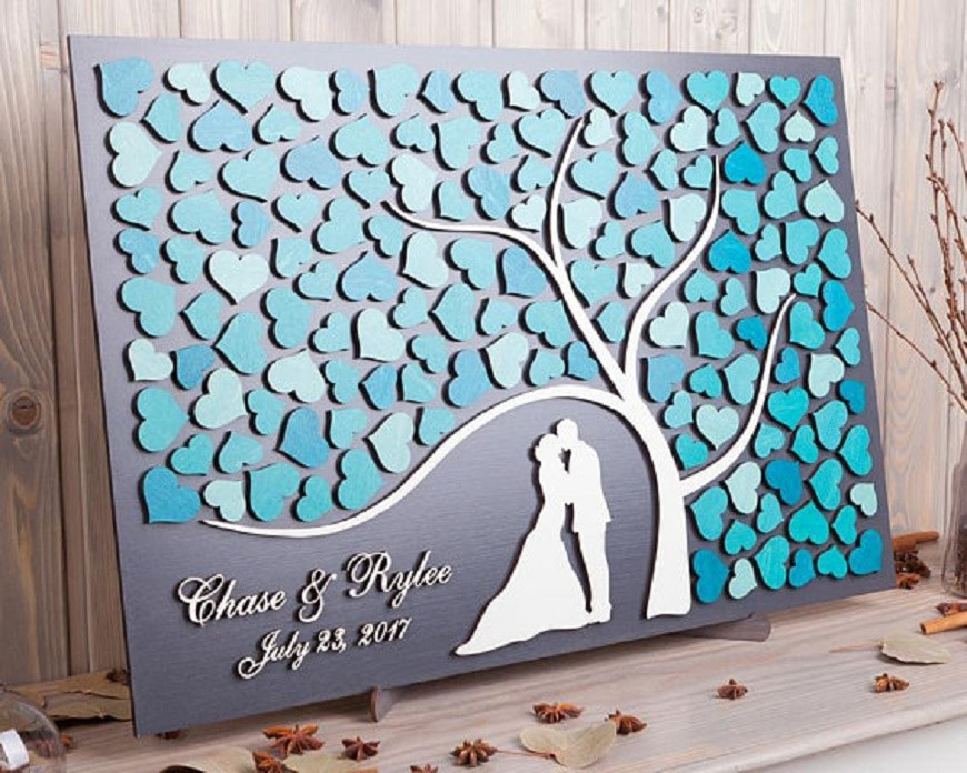 Wedding Signature Guest Book
 3D Tree Custom Wedding Guest Book Frame with Name & Date