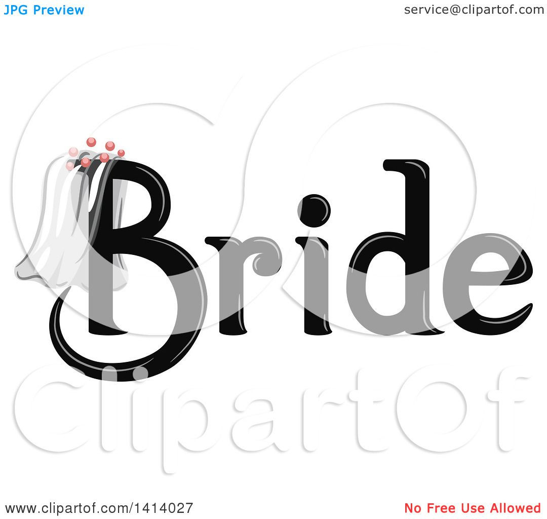 Wedding Veil Clipart
 Clipart of a Black Wedding Bride Design with a Veil