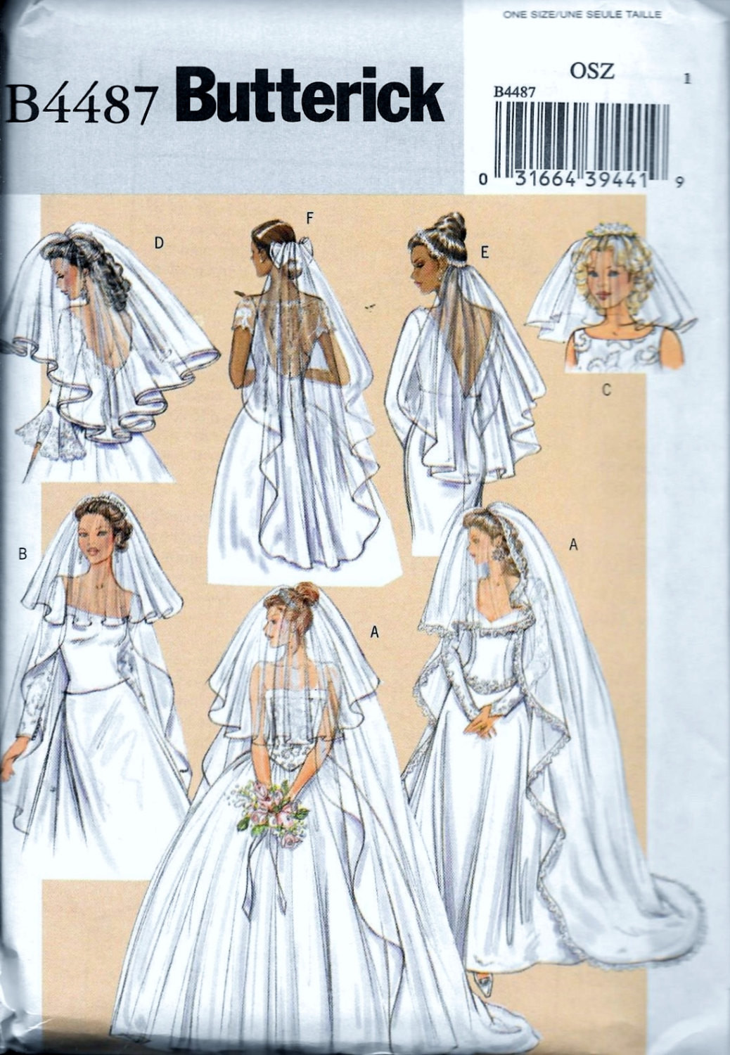 Wedding Veil Pattern
 Butterick B4487 Bridal Veils Headpiece Wedding Dress Veil