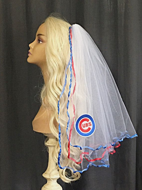 Wedding Veils Chicago
 Chicago Cubs Bachelorette Veil by LaurenLashDesignsLLC on