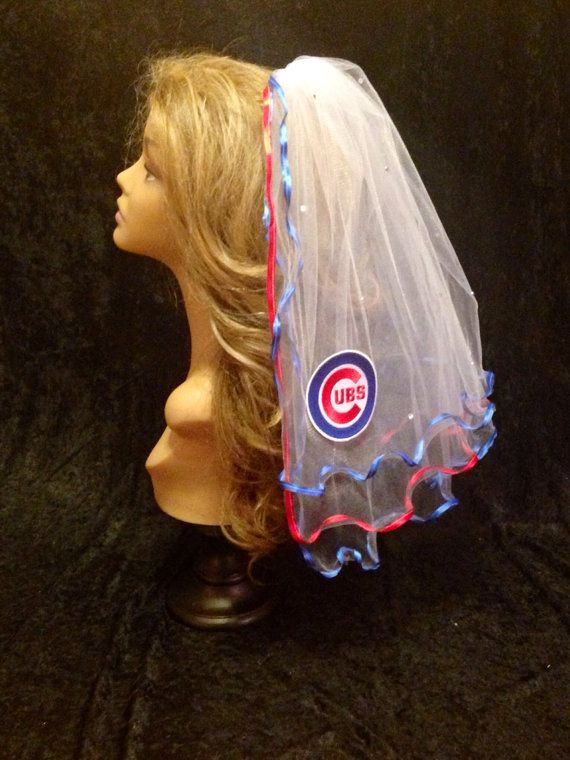 Wedding Veils Chicago
 Chicago Cubs Bachelorette Veil by LaurenLashDesignsLLC on