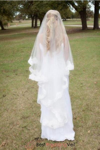 Wedding Veils Meaning
 Gorgeous Lace Drop Wedding Veil Meaning Waltz Length Style