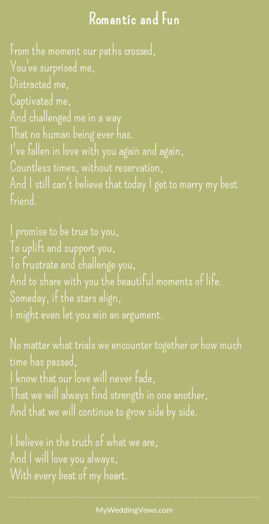Wedding Vows For Him Funny
 Romantic and Fun