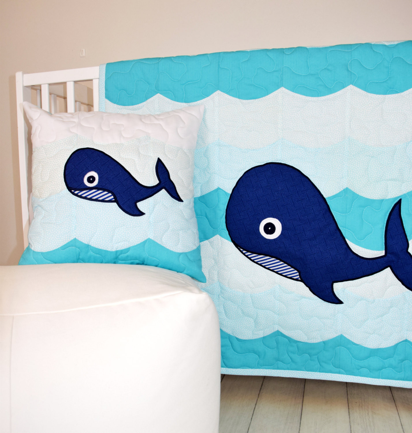 Whale Baby Decor
 Nautical Nursery Bedding Whale Crib Quilt Childrens Room