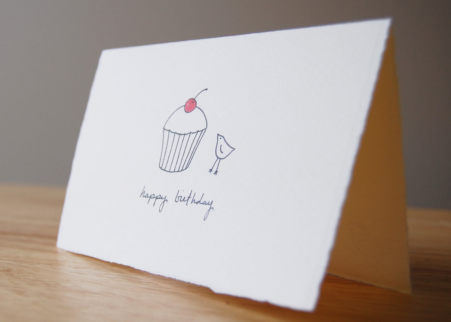 What To Draw On A Birthday Card
 Simple Birthday Card Cute Bird and Cupcake by