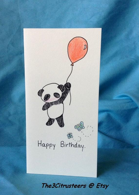 What To Draw On A Birthday Card
 Items similar to Hand drawn Handmade Adorable Panda