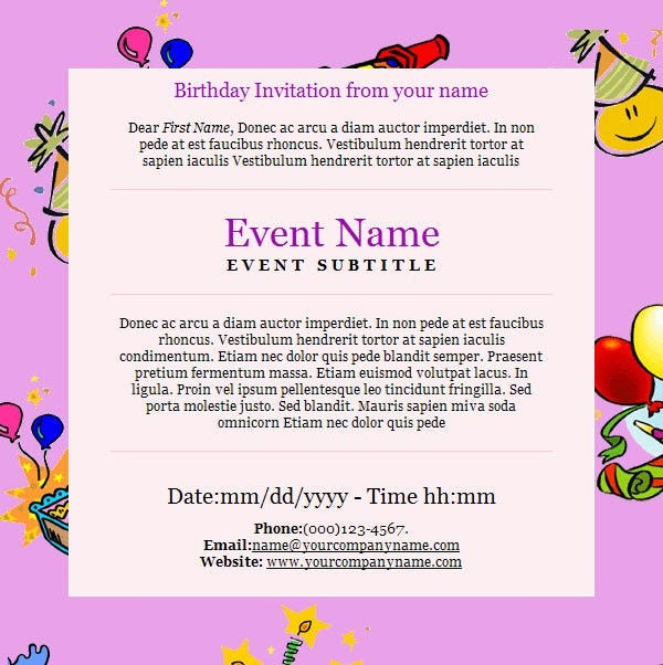 When To Send Birthday Invitations
 30 Business Email Invitation Templates PSD Vector EPS