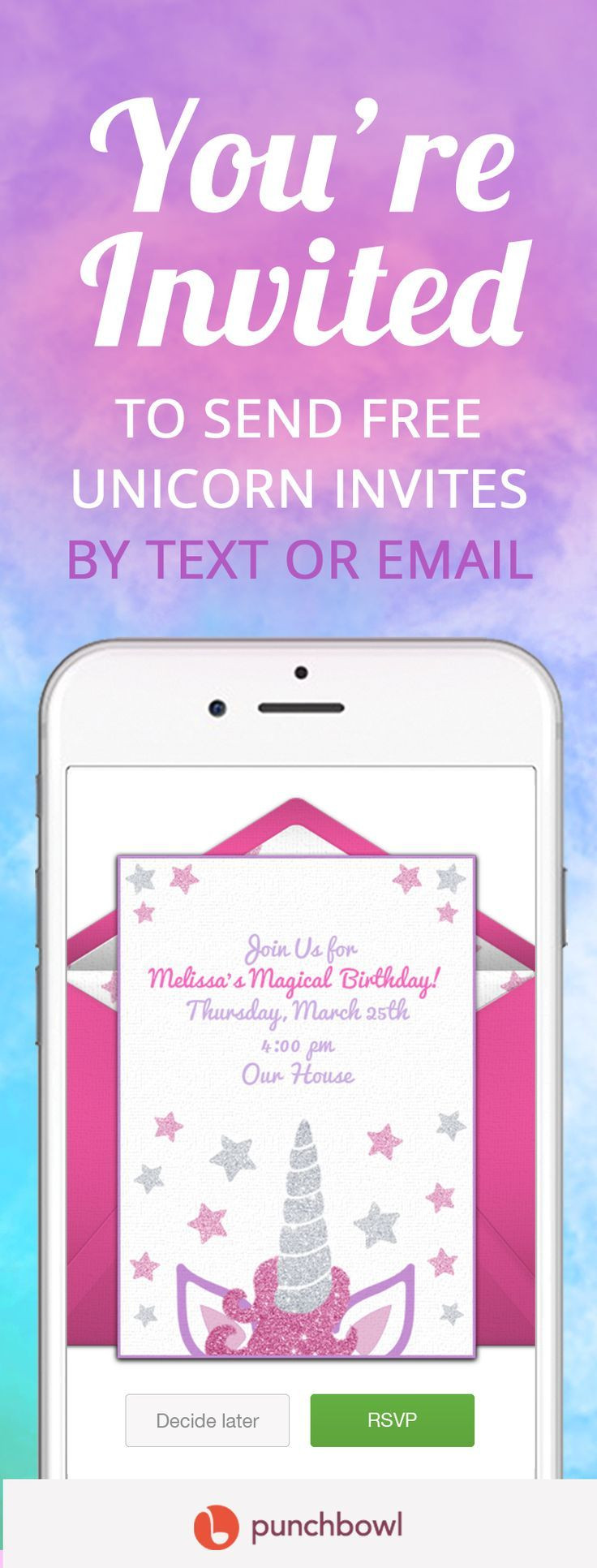 When To Send Birthday Invitations
 Send free Unicorn invitations by text message right from