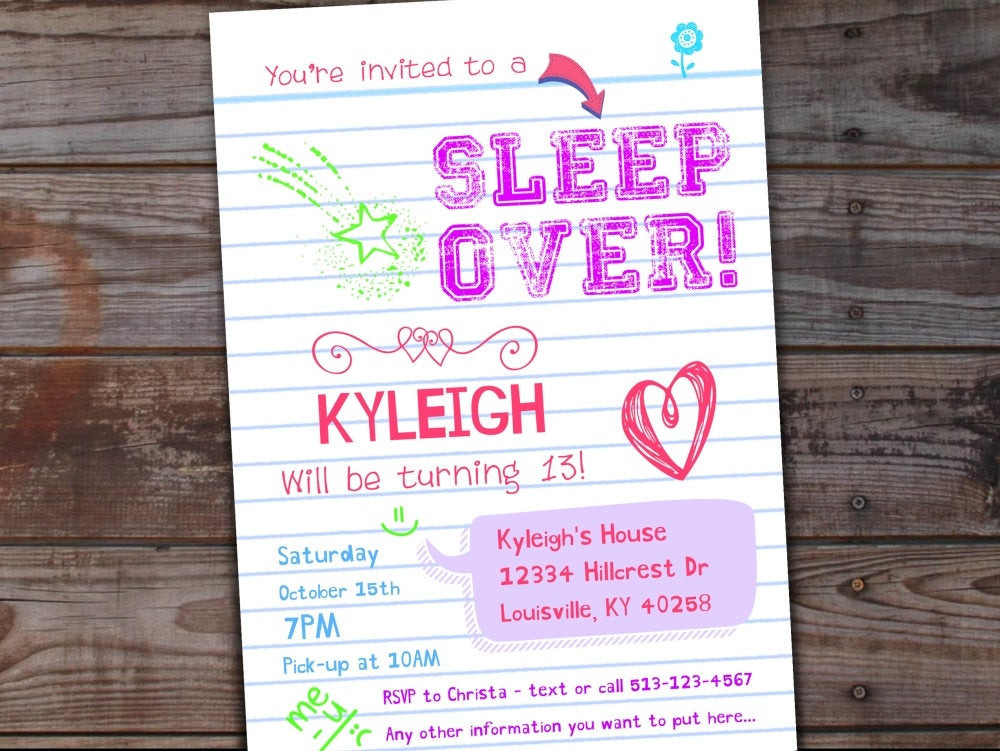 When To Send Birthday Invitations
 Sleepover Invitation Sleepover Birthday Invitations Tween