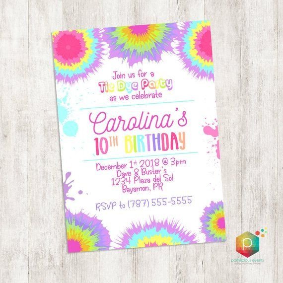 Where To Buy Birthday Invitations
 Tie Dye Birthday Invitation PRINTABLE