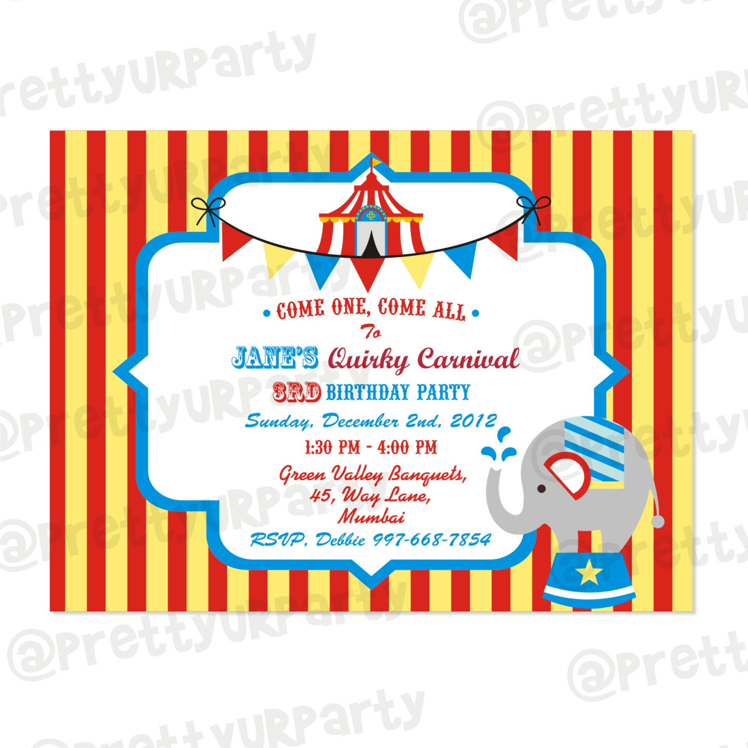 Where To Buy Birthday Invitations
 Carnival Party Invitations DIY Custom Printable by