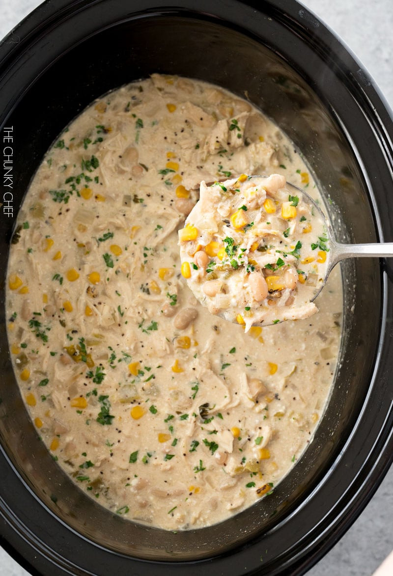 White Chili Recipes Chicken
 Slow Cooker Creamy White Chicken Chili The Chunky Chef