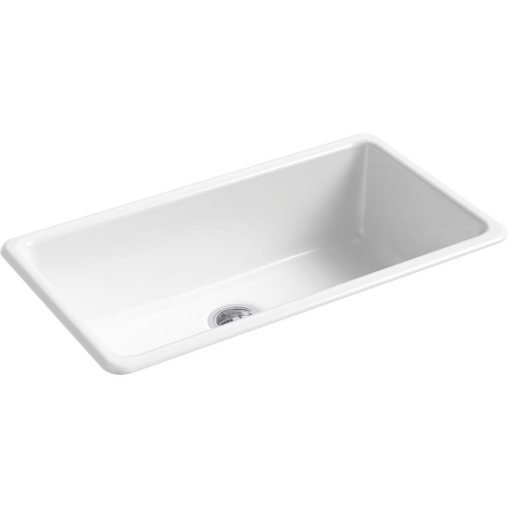 White Drop In Kitchen Sinks
 KOHLER Iron Tones Drop In Undermount Cast Iron 33 in