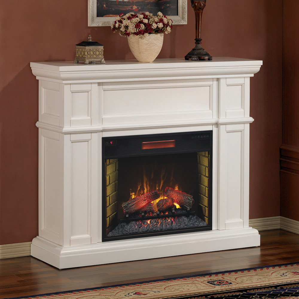 White Electric Fireplace
 Artesian White Infrared Electric Fireplace Mantel