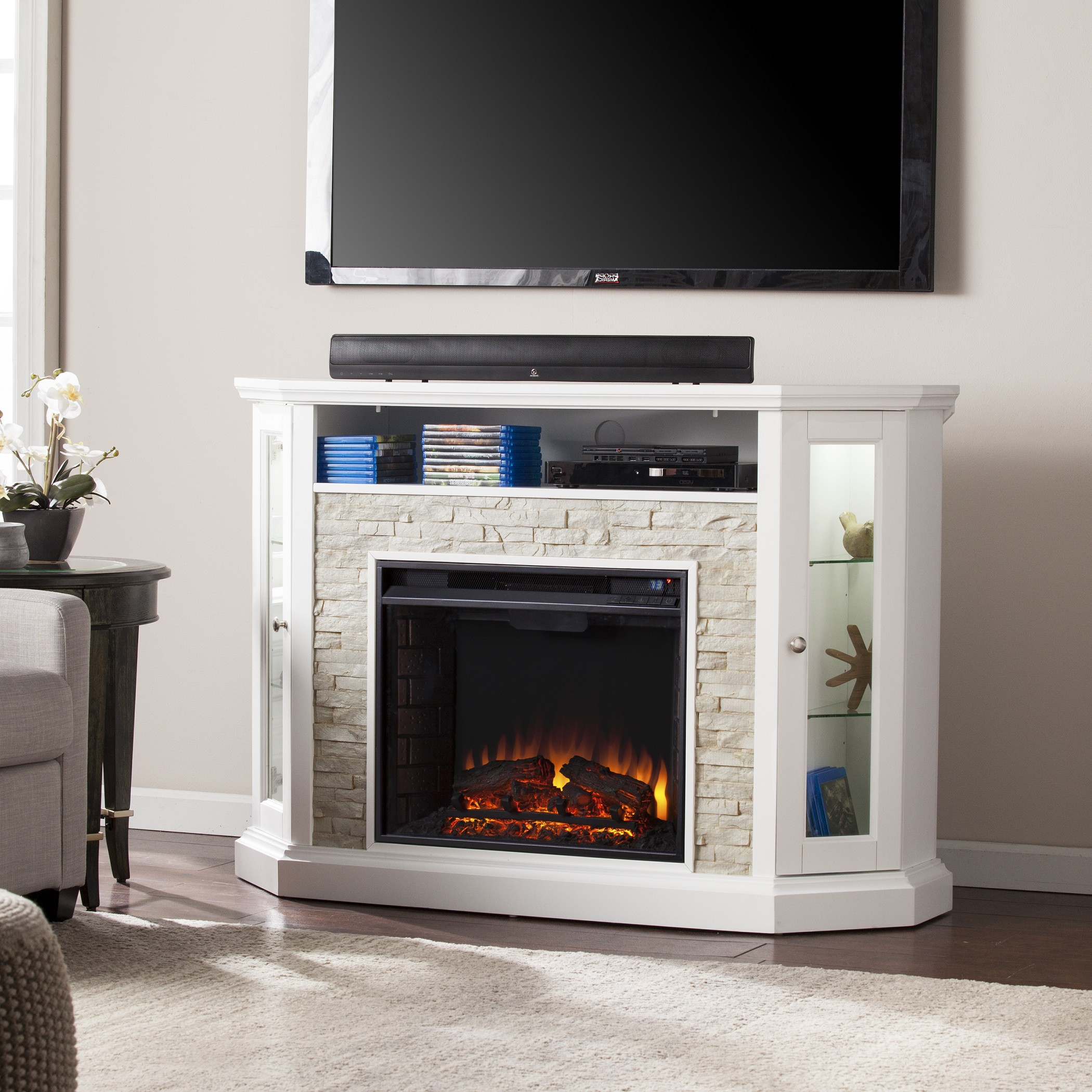 White Electric Fireplace
 52 25" Redden Corner Convertible Electric Media Fireplace