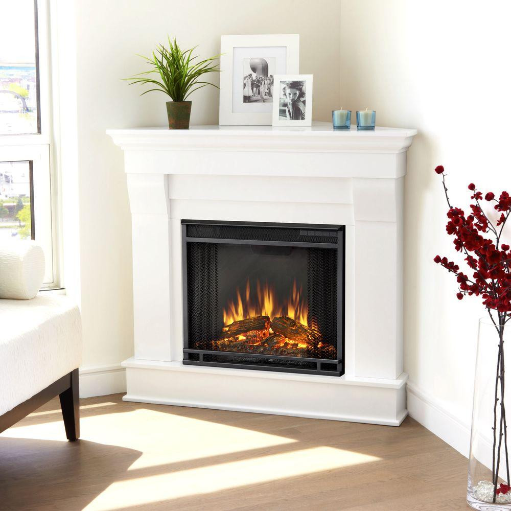 White Electric Fireplace
 Real Flame Chateau 41 in Corner Electric Fireplace in