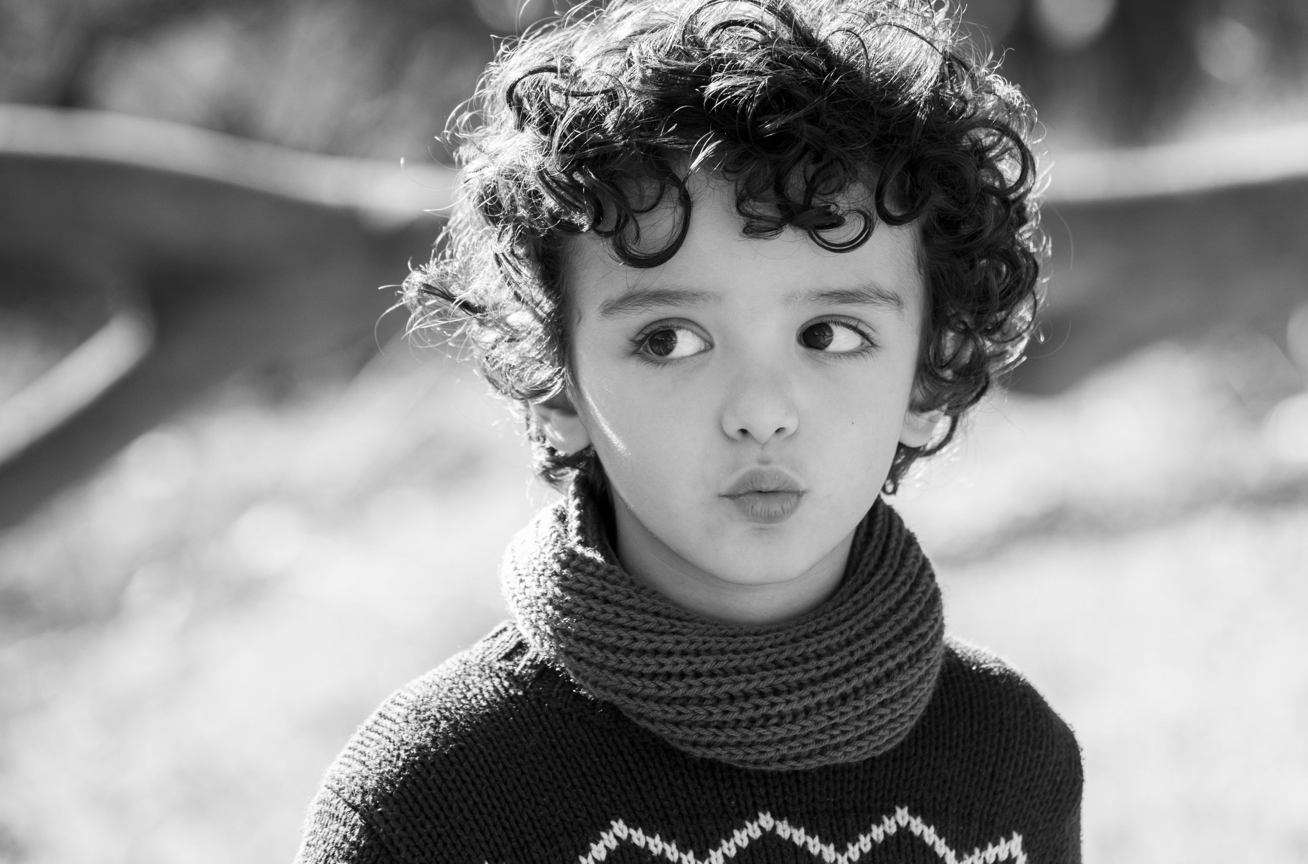 White Hair In Children
 Free stock photo of black and white blur child