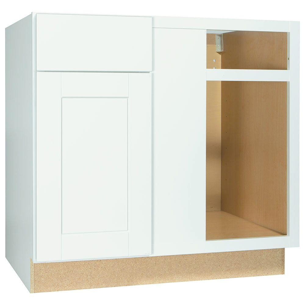 White Kitchen Base Cabinet
 Hampton Bay Shaker Assembled 36x34 5x24 in Blind Base