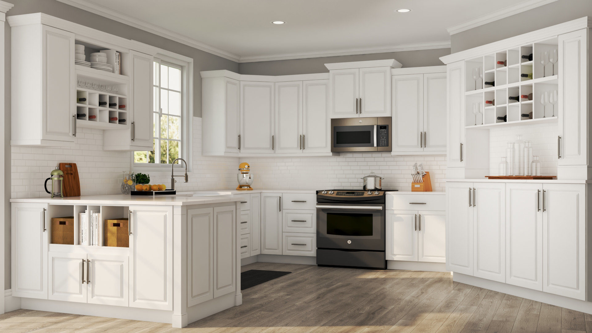 White Kitchen Base Cabinet
 Hampton Base Cabinets in White – Kitchen – The Home Depot