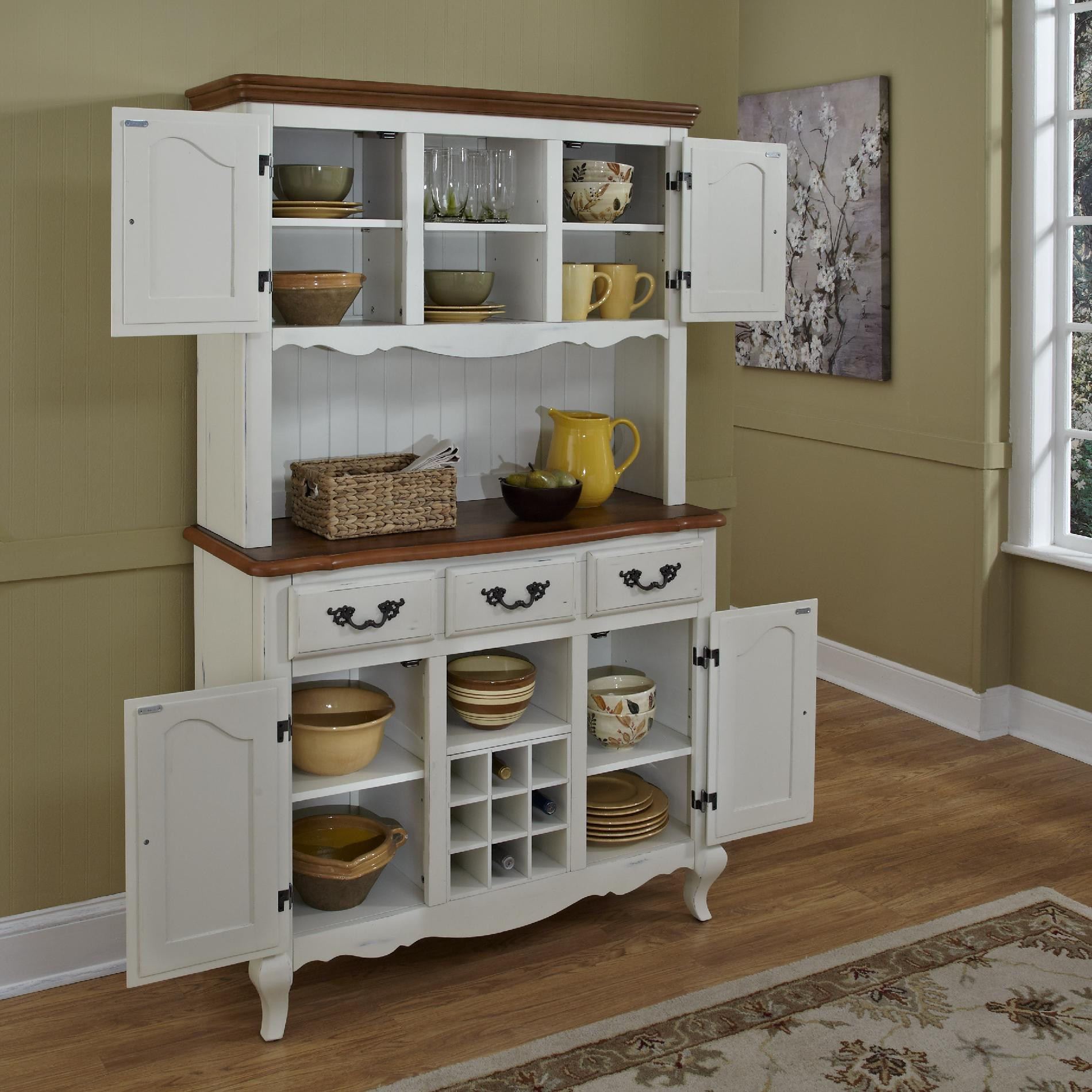 White Kitchen Buffet
 Home Styles Oak and Rubbed White French Countryside Buffet