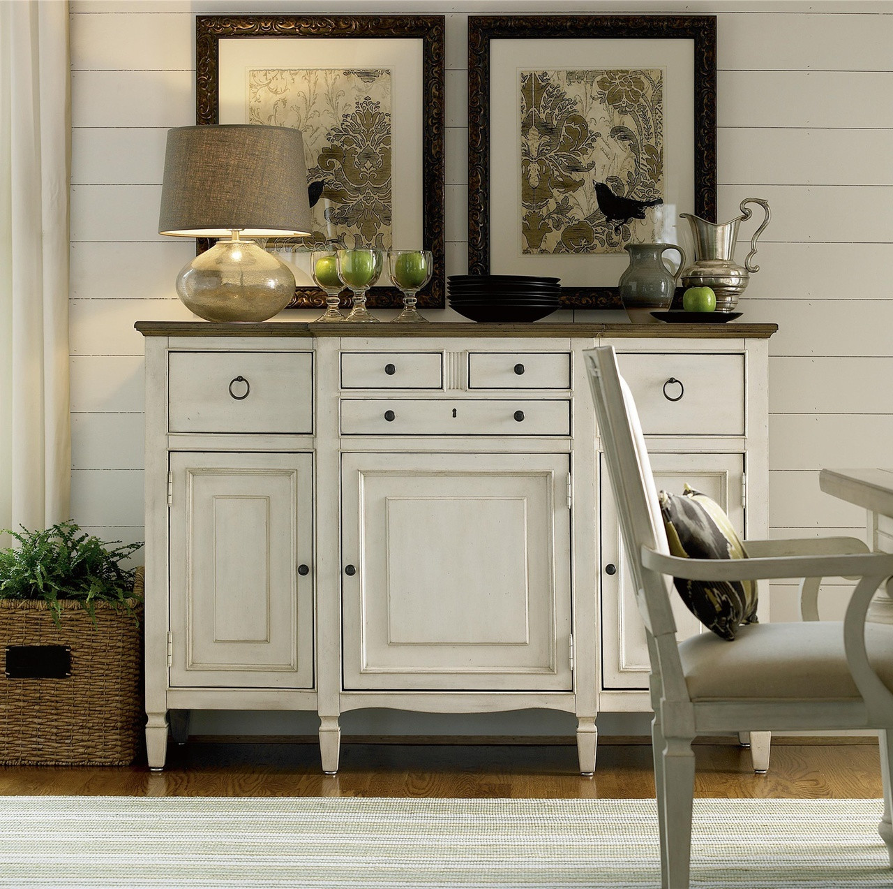 White Kitchen Buffet
 Country Chic Maple Wood White Buffet Server Cabinet
