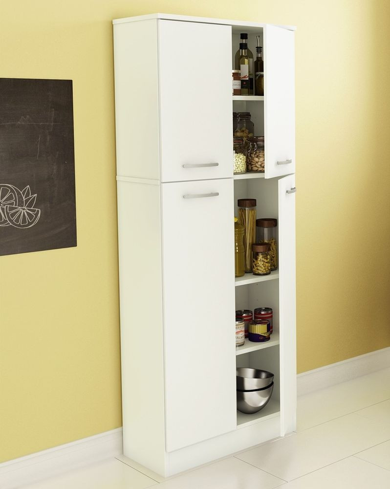 White Kitchen Storage
 Food Pantry Cabinet White Doors Tall Storage Kitchen