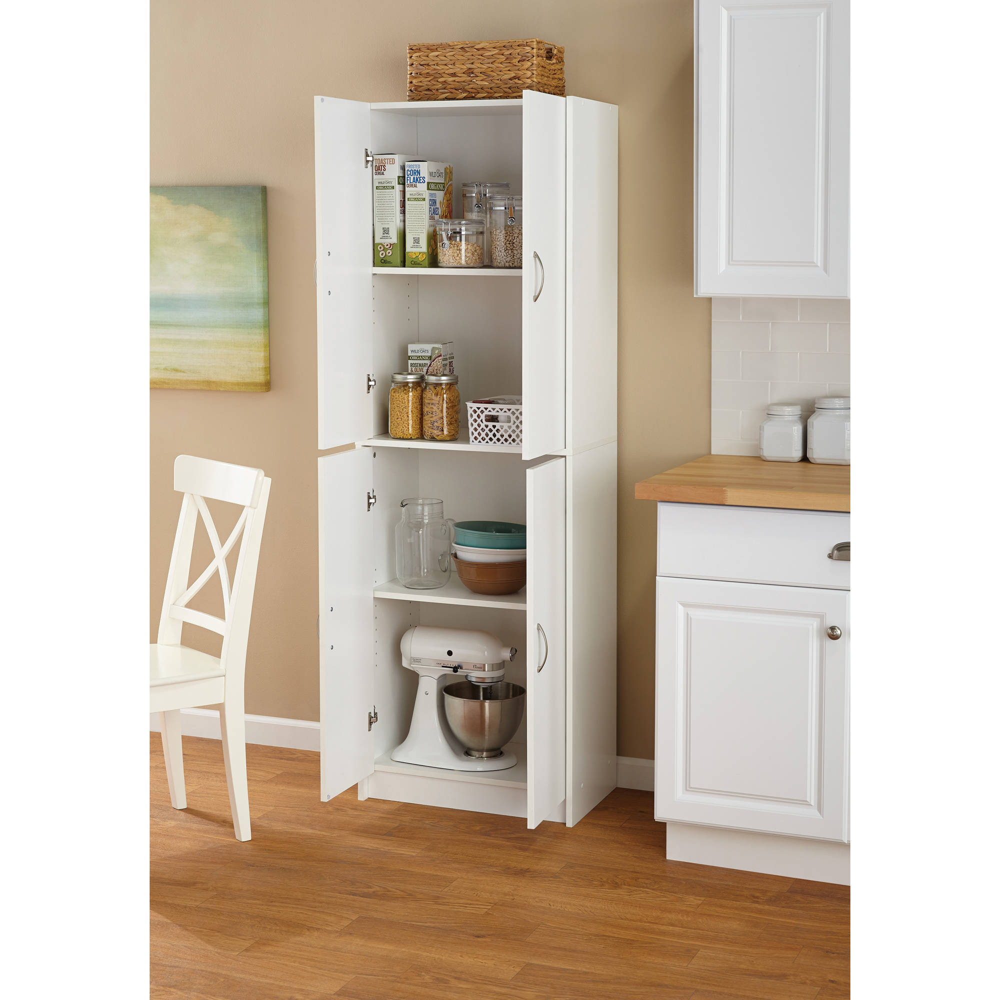 White Kitchen Storage
 Tall Storage Cabinet Kitchen Cupboard Pantry Food Storage