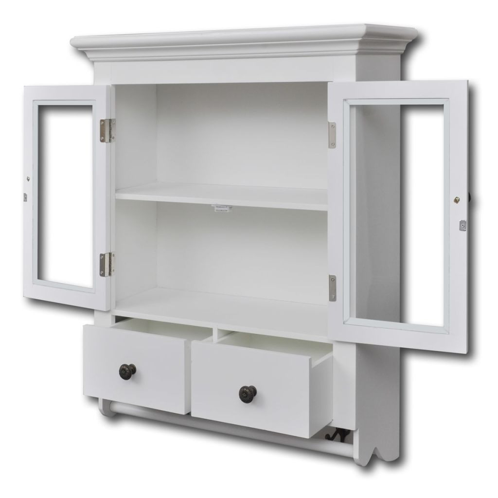 White Kitchen Wall Cabinet
 White Wooden Kitchen Wall Cabinet with Glass Door