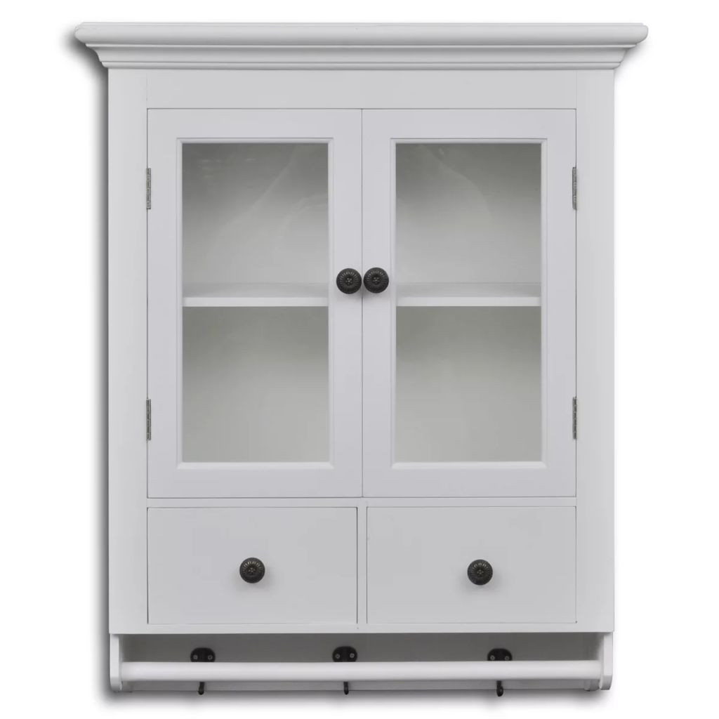 White Kitchen Wall Cabinet
 White Wooden Kitchen Wall Cabinet with Glass Door