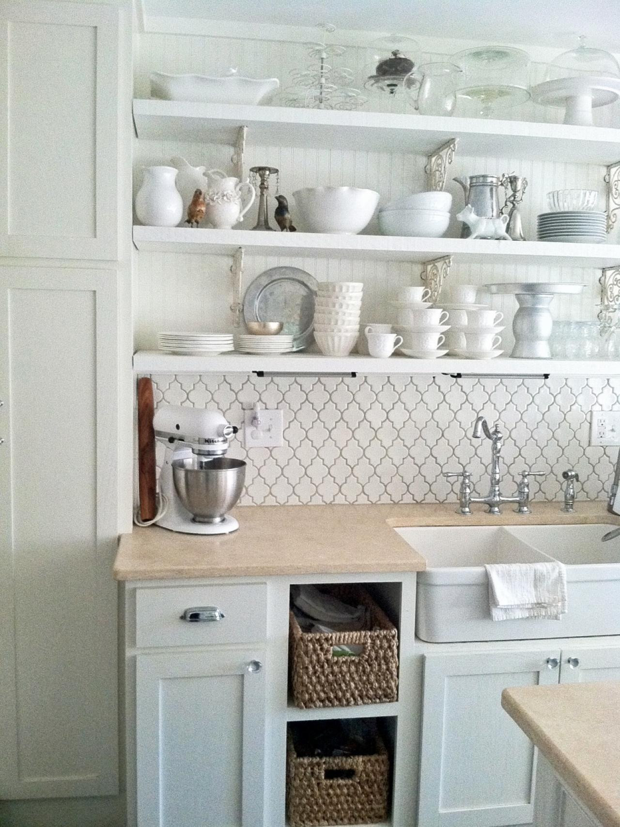 White Kitchen Wall Cabinet
 White Wall Shelves for Effective Storage in Small Kitchen