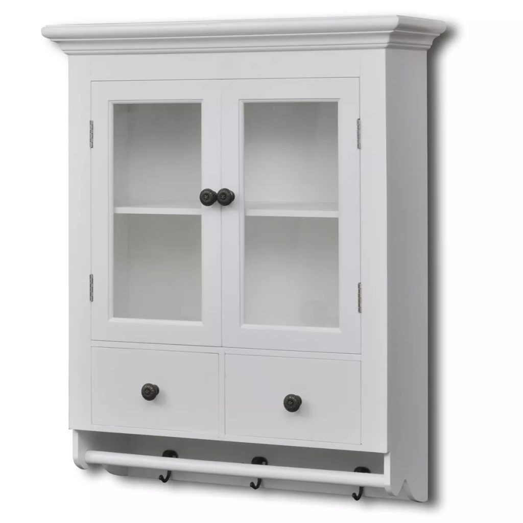 White Kitchen Wall Cabinet
 White Wooden Kitchen Wall Cabinet with Glass Door