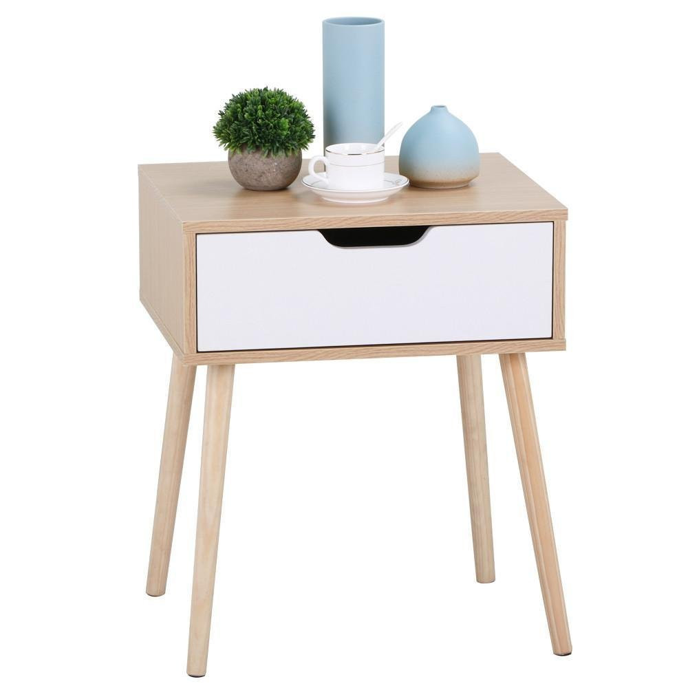 White Living Room End Tables
 A Modern Chairside Table with Magazine Rack and Drawer