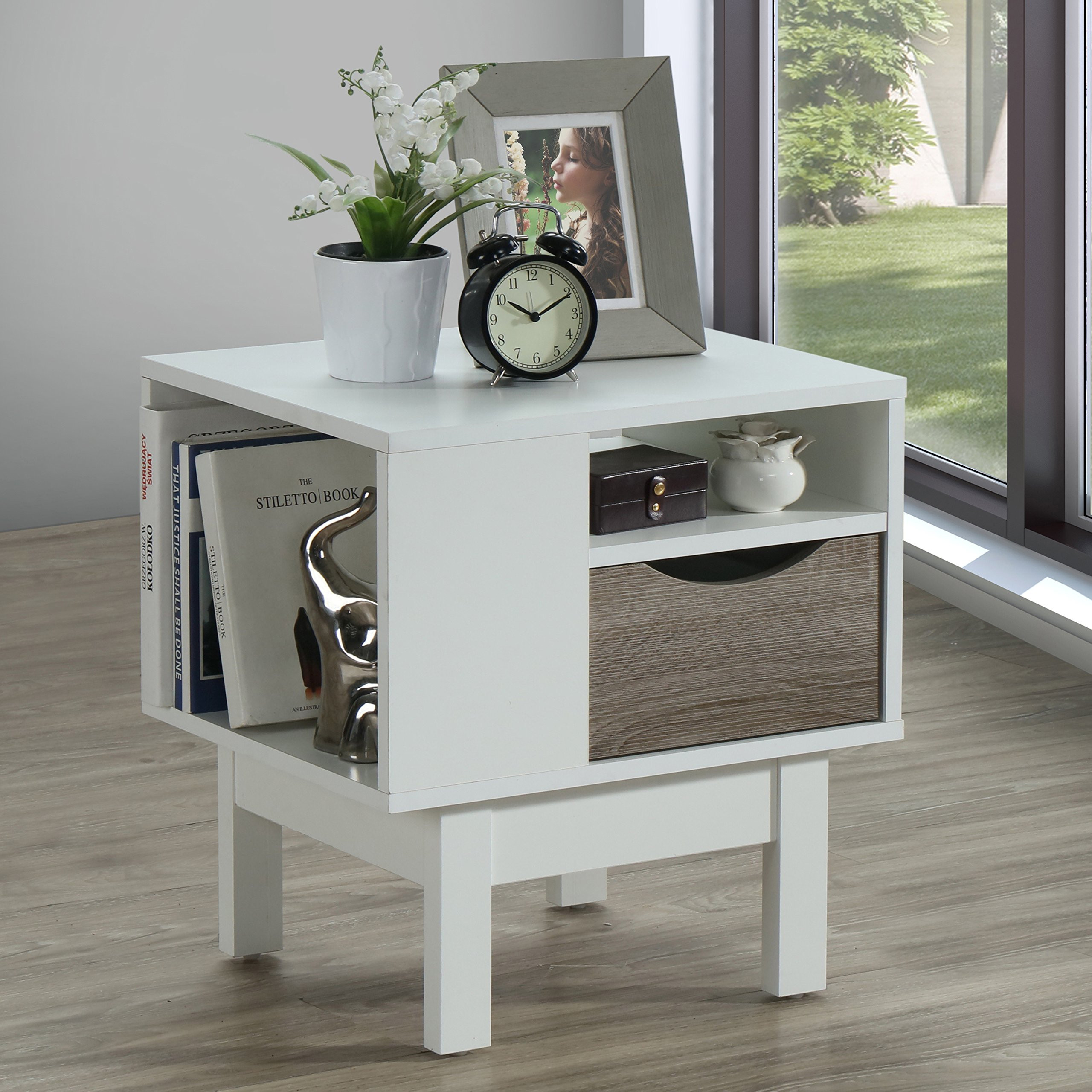 White Living Room End Tables
 White Rustic End Table Shelf Nightstand Side Narrow Living