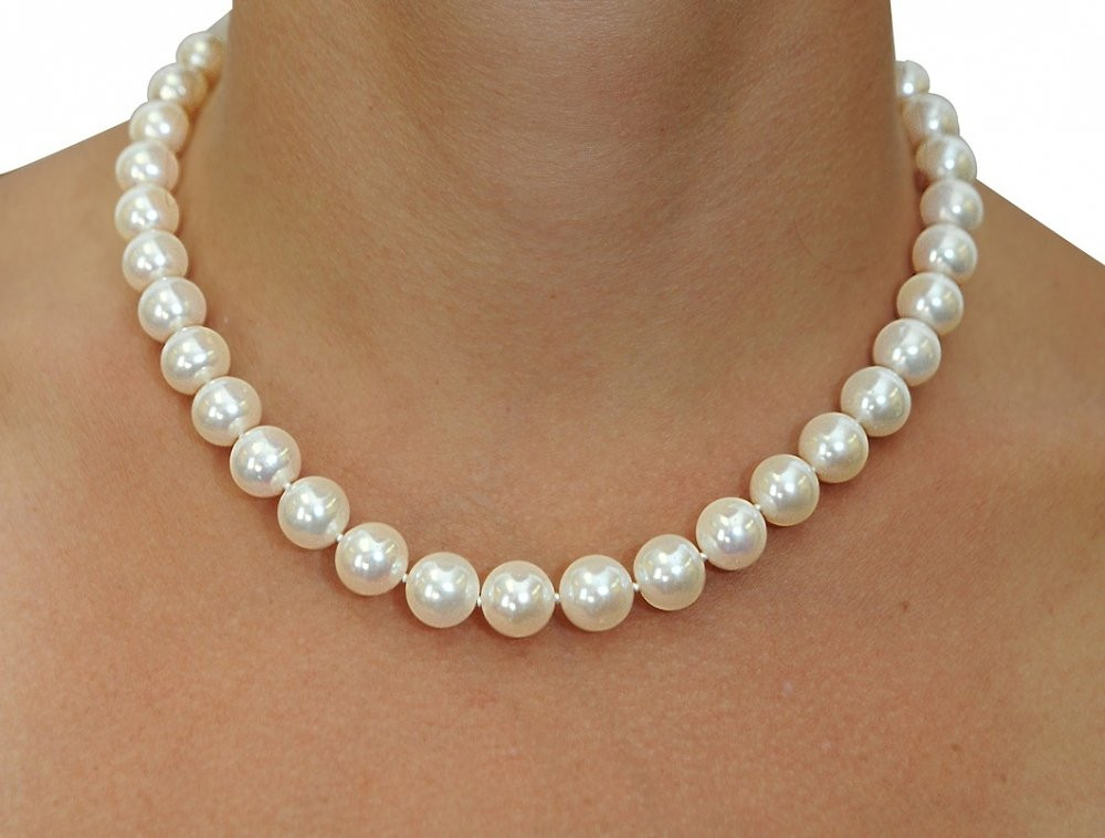 White Pearl Necklace
 11 12mm White Freshwater Pearl Necklace