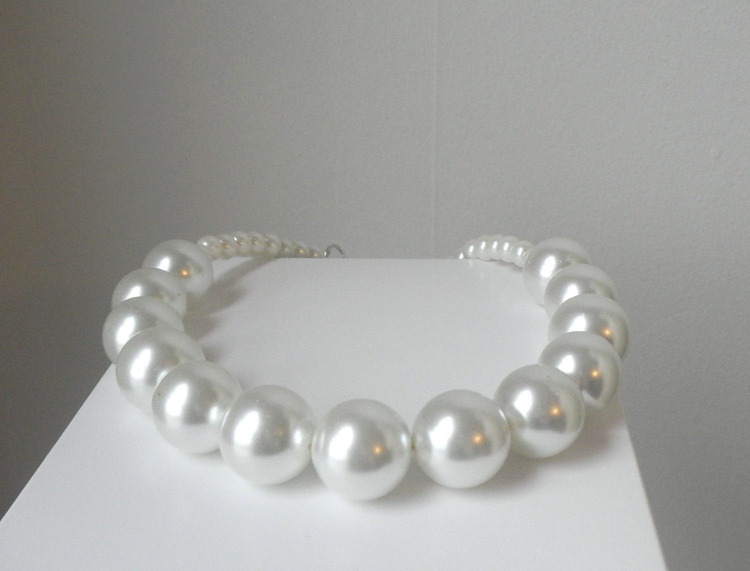 White Pearl Necklace
 Chunky White Pearl Necklace Statement Big by FiorellaJewelry