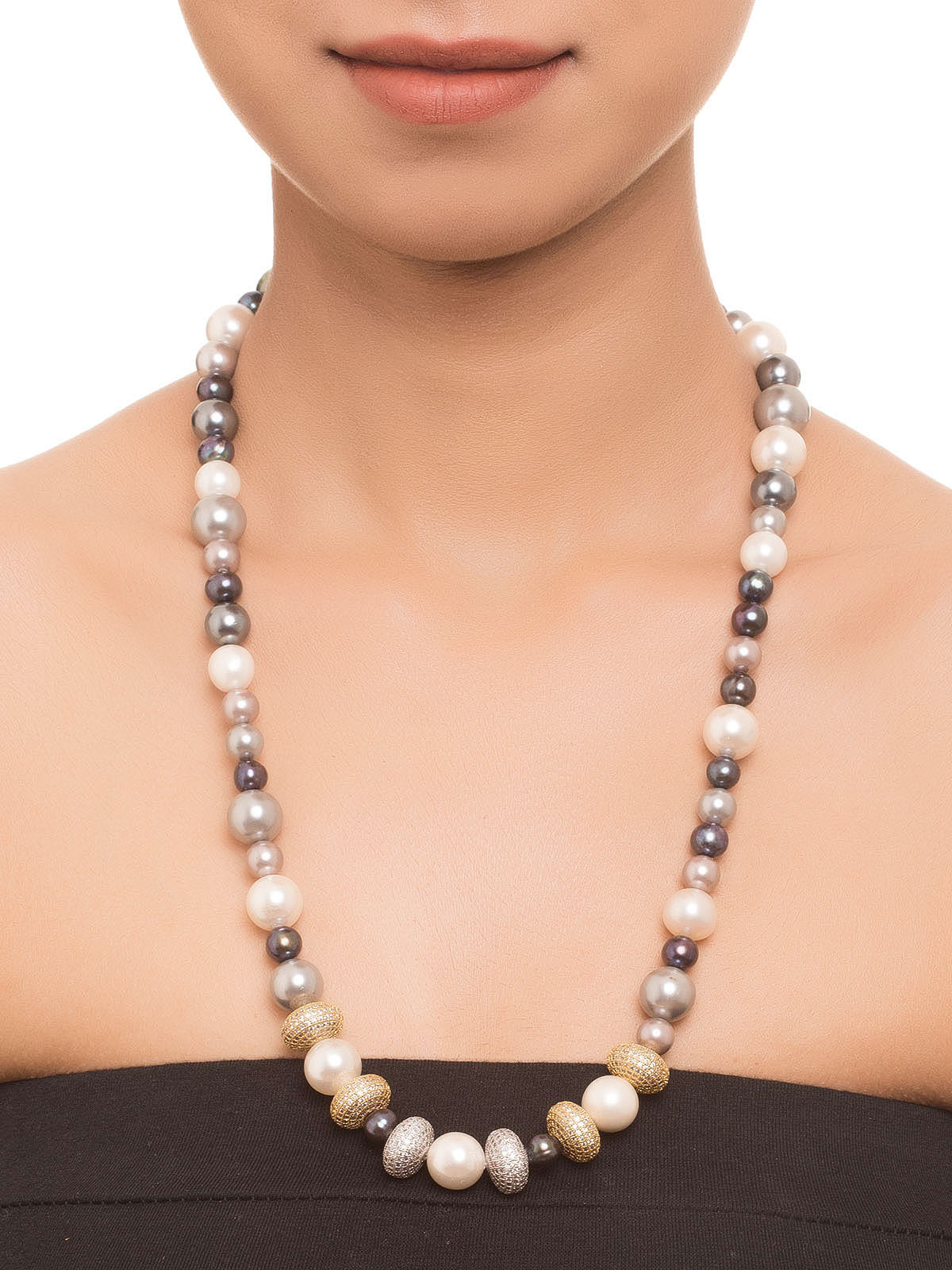 White Pearl Necklace
 Buy Grey And White Pearl Necklace by Little Black Box at