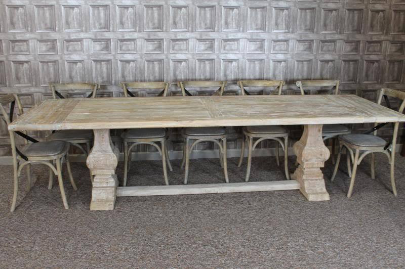 White Washed Kitchen Tables
 LARGE 3M DISTRESSED LIMED ELM DINING TABLE WHITE WASHED