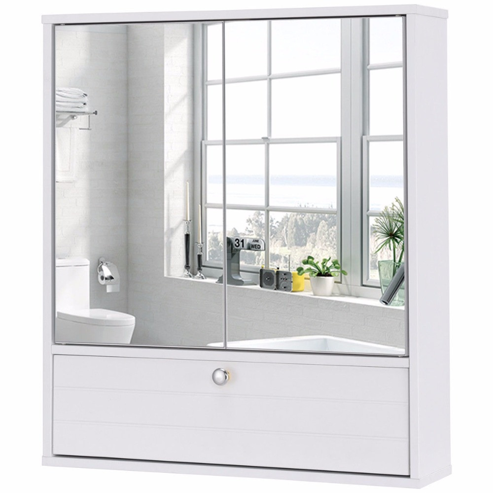 White Wood Bathroom Wall Cabinet
 Giantex Bathroom Cabinet Double Mirror Door Wall Mount