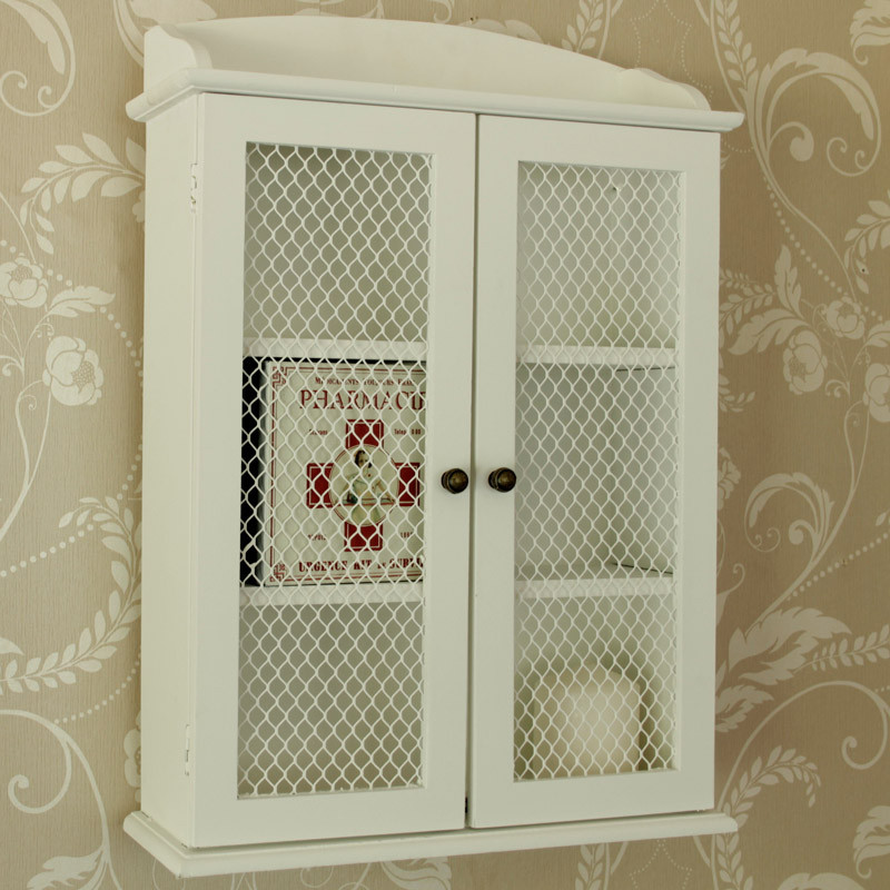 White Wood Bathroom Wall Cabinet
 white wooden mesh wall cabinet shabby vintage style home