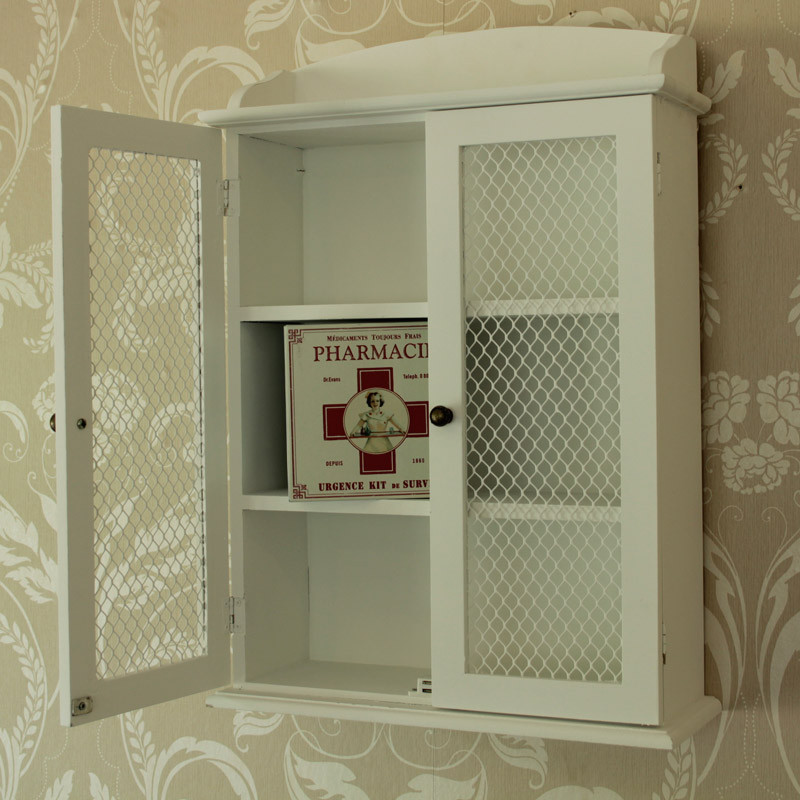 White Wood Bathroom Wall Cabinet
 white wooden mesh wall cabinet shabby vintage style home